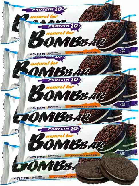 Протеиновый батончик BombBar Protein Bar 7 x 60 г, Печенье с кремом