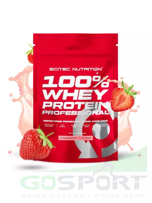 Сывороточный протеин Scitec Nutrition 100% Whey Protein Professional 500 г, Клубника