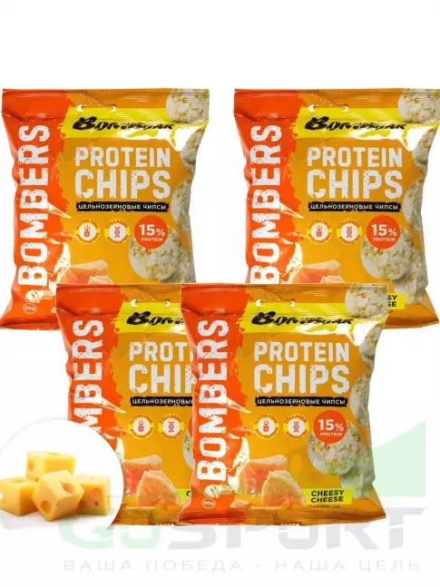 Чипсы BombBar Protein Chips 4 x 50 г, Нежный сыр