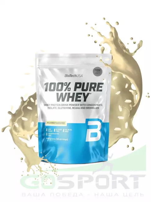 Сывороточный протеин BioTechUSA 100% Pure Whey 454 г, Рисовый пудинг