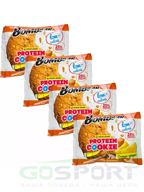 Протеиновый батончик BombBar Protein cookie 4 x 40 г, Апельсин - Имбирь