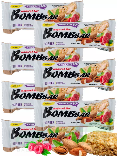 Протеиновый батончик BombBar Protein Bar 7 x 60 г, Рисовый