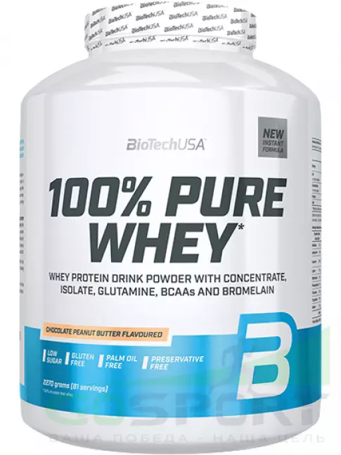 Сывороточный протеин BioTechUSA 100% Pure Whey 2270 г, Шоколадно-арахисовая паста