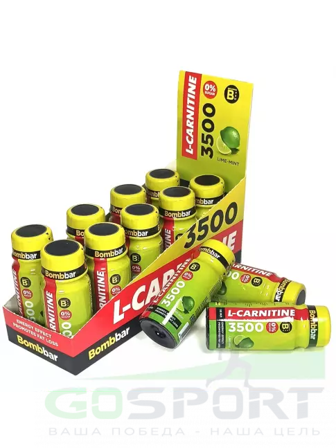 L-Карнитин жидкий BombBar L-Carnitine 3500 Shot 12 x 50 мл, Лайм - Мята