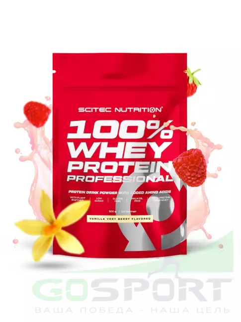 Сывороточный протеин Scitec Nutrition 100% Whey Protein Professional 500 г, Ваниль-Ягоды Сывороточный протеин Scitec Nutrition 100% Whey Protein Professional 500 г, Ваниль-Ягоды