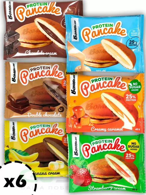 Протеиновый батончик BombBar Панкейк протеиновый 6 х 40 г, Ассорти Протеиновый батончик BombBar Панкейк протеиновый 6 х 40 г, Ассорти