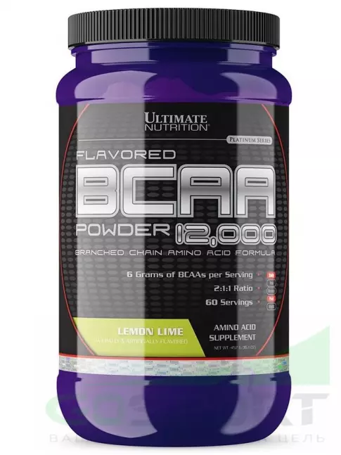 БСАА Ultimate Nutrition BCAA 12000 Powder 457 г, Лимон - Лайм