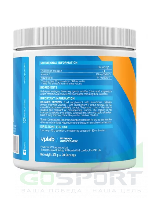  VP Laboratory Collagen Peptides 300 г, Апельсин