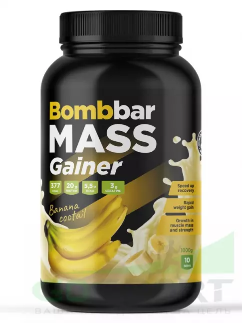 Гейнер BombBar Гейнер Pro 1000 г, Банановый коктейль