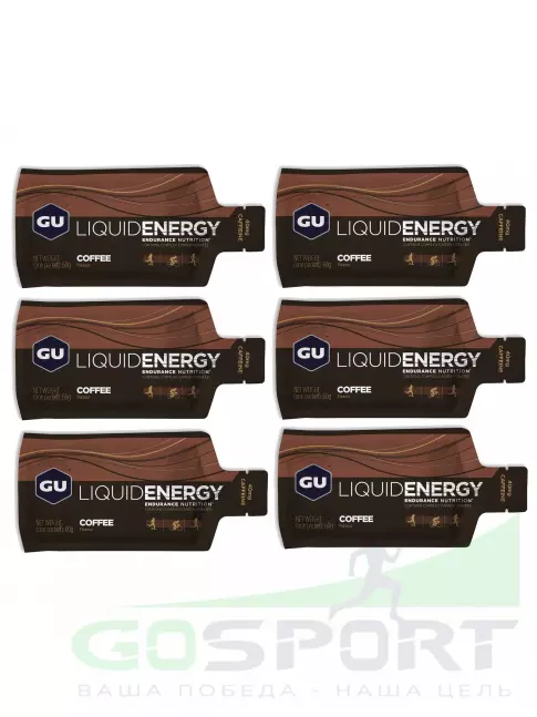 Гель питьевой GU ENERGY GU Liquid Enegry Gel 40mg caffeine 6 саше x 60 g, Кофе