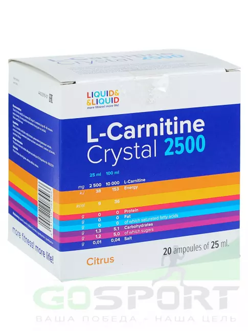  LIQUID & LIQUID L-Carnitine Crystal 2500 20x25 мл, Цитрус