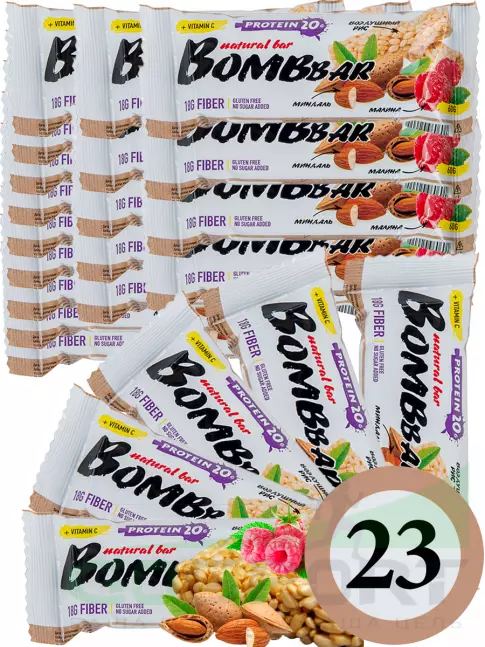 Протеиновый батончик BombBar Protein Bar 23 x 60 г, Рисовый