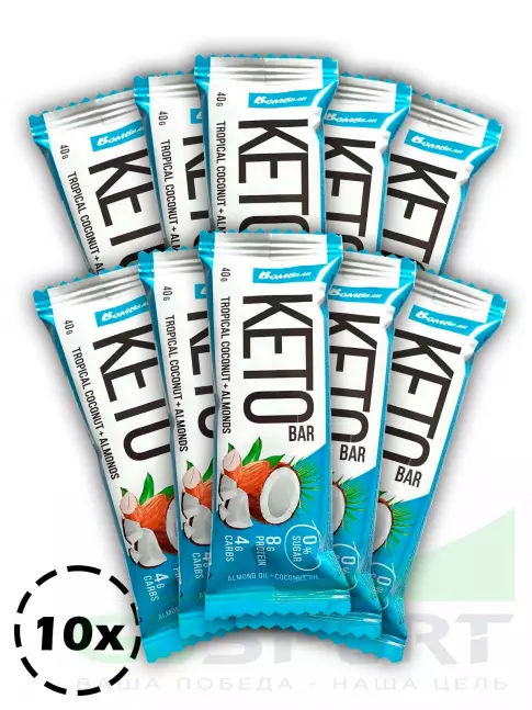 Протеиновый батончик BombBar Батончики Bombbar KETO 10 x 40 г, Тропический кокос - Миндаль Протеиновый батончик BombBar Батончики Bombbar KETO 10 x 40 г, Тропический кокос - Миндаль