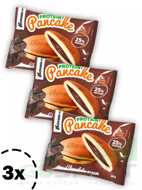 Протеиновый батончик BombBar Панкейк протеиновый 3 х 40 г, Шоколадный крем