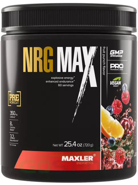 Предтреник в порошке MAXLER NRG MAX 720 г, Фруктовый пунш Предтреник в порошке MAXLER NRG MAX 720 г, Фруктовый пунш
