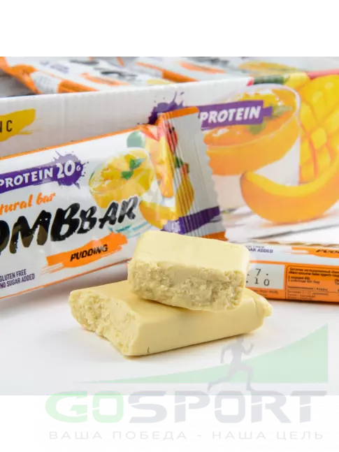 Протеиновый батончик BombBar Protein Bar 17 x 60 г, Пудинг с ароматом манго и банана