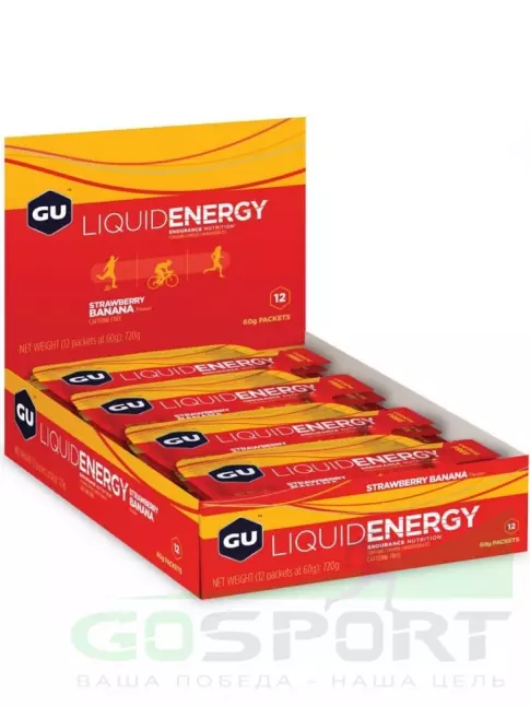 Гель питьевой GU ENERGY GU Liquid Enegry Gel no caffeine 12 x 60 г, Клубника-банан