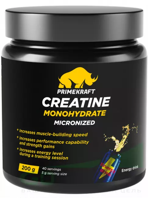 Креатин моногидрат PRIMEKRAFT Creatine Monohydrate 4500 mg 200 г, Энергетик
