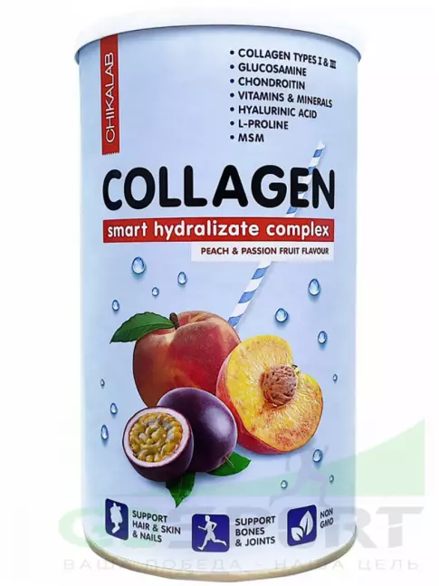 Коллаген гидролизованный Chikalab Коллагеновый коктейль Chikalab 400 г, Персик-маракуйя