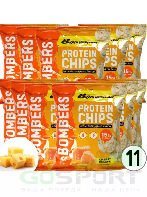 Чипсы BombBar Protein Chips 11 x 50 г, Нежный сыр