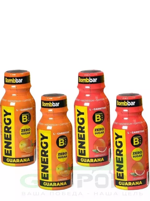 L-Карнитин жидкий BombBar SHOT Energy L-Carnitine Guarana 4 x 100 мл, Апельсин,Грейпфрут
