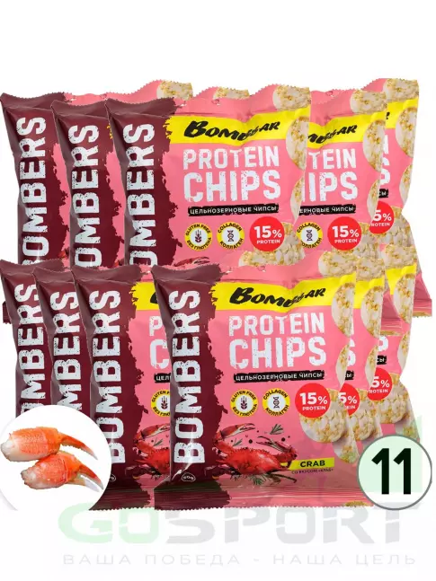 Чипсы BombBar Protein Chips 11 x 50 г, Краб