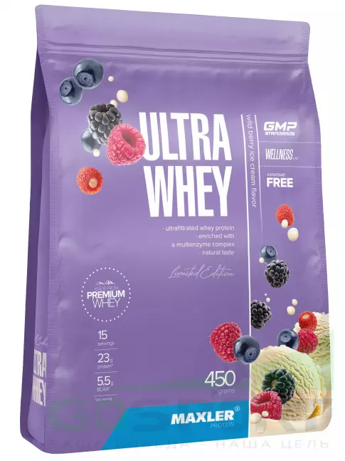  MAXLER Ultra Whey 450 г, Мороженое с лесными ягодами
