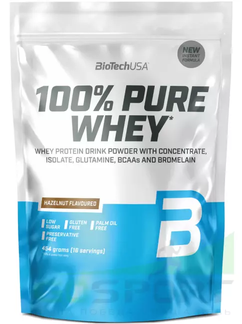 Сывороточный протеин BioTechUSA 100% Pure Whey 454 г, Лесной орех