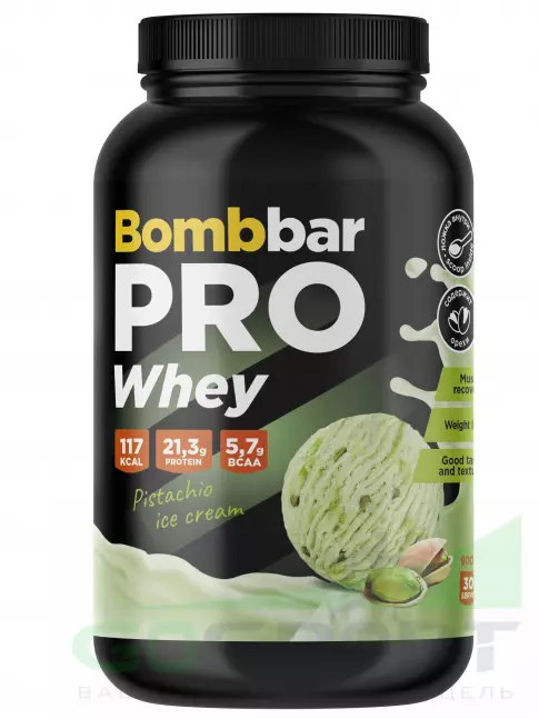 Сывороточный протеин BombBar Whey Protein Pro 900 г, Фисташковое мороженое Сывороточный протеин BombBar Whey Protein Pro 900 г, Фисташковое мороженое