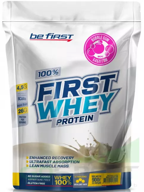Сывороточный протеин Be First First Whey protein (сывороточный протеин) 900 г, Бабл гам