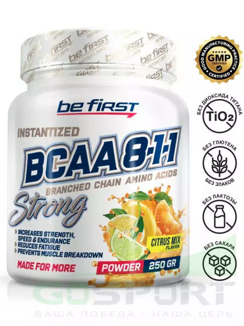  Be First BCAA 8:1:1 Instantized powder 250 г, Цитрусовый микс