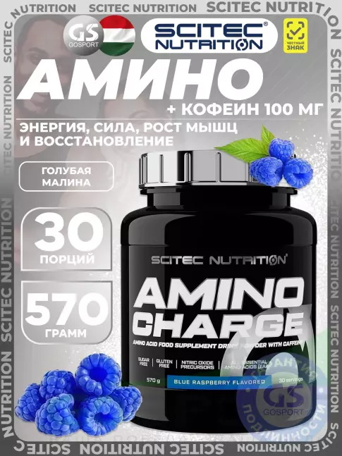 Аминокислоты Scitec Nutrition Amino Charge 570 г, Голубая малина