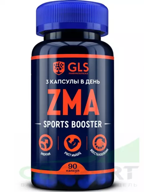 Магний+цинк+B6 GLS pharmaceuticals ZMA 90 капсул