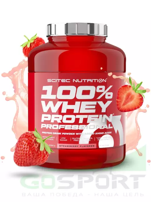 Сывороточный протеин Scitec Nutrition 100% Whey Protein Professional 2350 г, Клубника