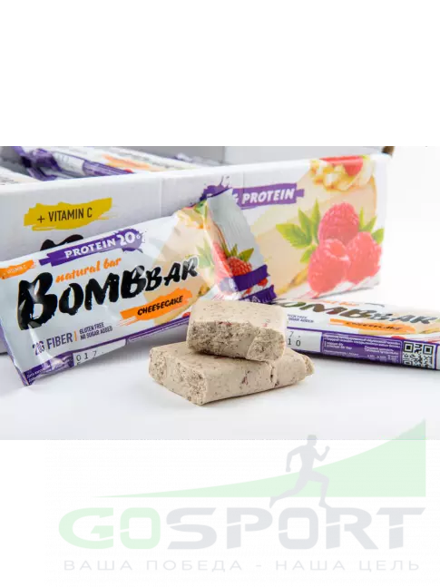 Протеиновый батончик BombBar Protein Bar 60 г, Малиновый чизкейк
