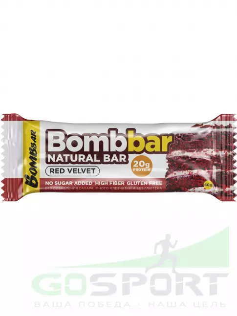 Протеиновый батончик BombBar Protein Bar 20 x 60 г, Красный бархат
