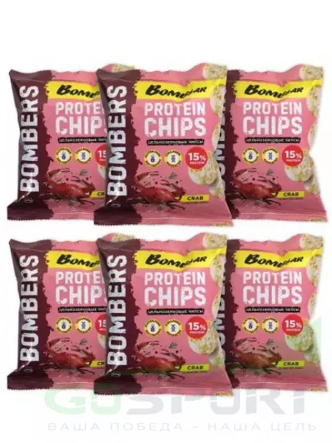 Чипсы BombBar Protein Chips 6 x 50 г, Краб