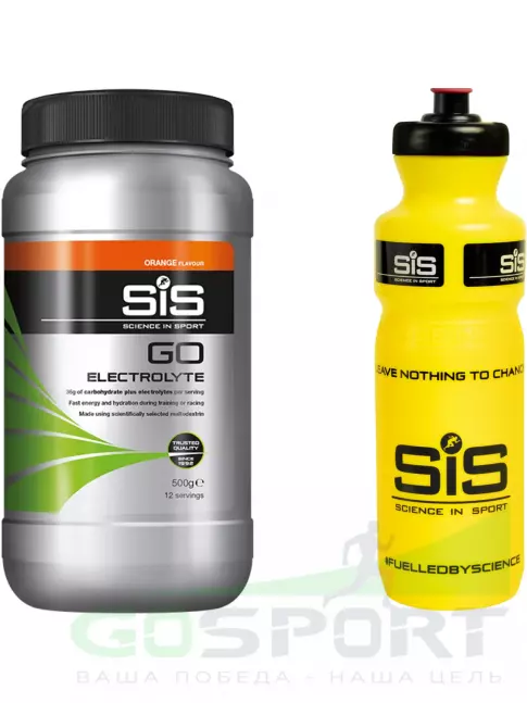 Изотоник SCIENCE IN SPORT (SiS) GO Electrolyte + Бутылочка желтая 1 x 500 г, Апельсин