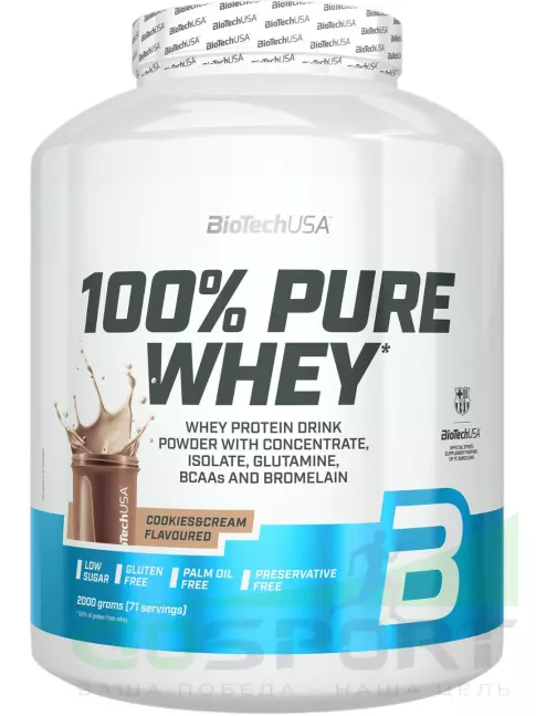 Сывороточный протеин BioTechUSA 100% Pure Whey 2000 г, Печенье-крем Сывороточный протеин BioTechUSA 100% Pure Whey 2000 г, Печенье-крем