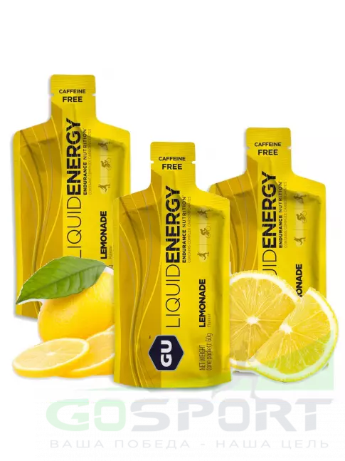Гель питьевой GU ENERGY GU Liquid Enegry Gel no caffeine 3 саше x 60 g, Лимонад