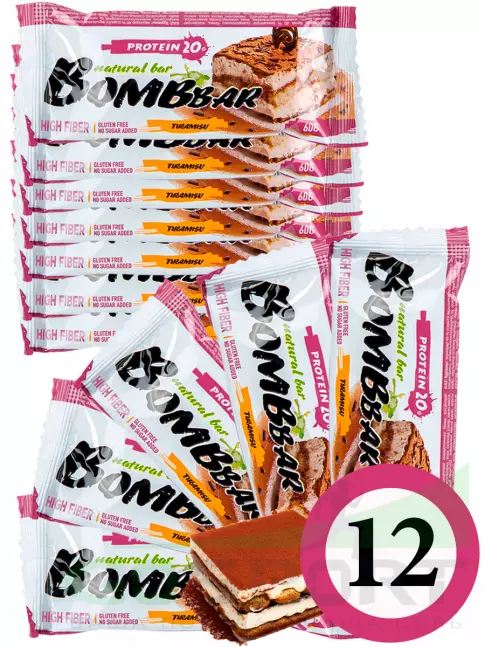 Протеиновый батончик BombBar Protein Bar 12 x 60 г, Тирамису