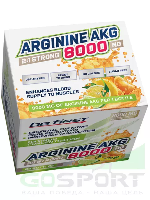 Аргинин / AAKG Be First AAKG 8000 STRONG 20 x 25 мл, Цитрусовый микс Аргинин / AAKG Be First AAKG 8000 STRONG 20 x 25 мл, Цитрусовый микс