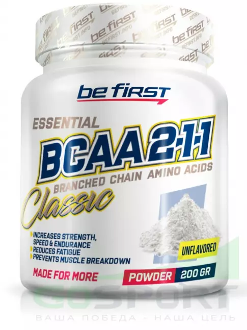 БСАА Be First BCAA Classic Powder 2:1:1 200 г, Натуральный