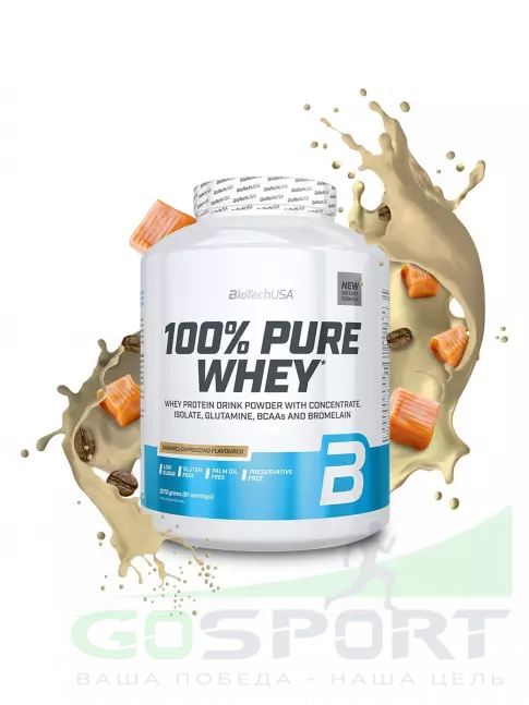 Сывороточный протеин BioTechUSA 100% Pure Whey 2270 г, Карамель-капучино