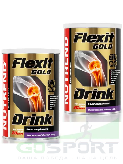 Комплекс хондропротекторов NUTREND Flexit Gold Drink 2 x 400 г, Черная смородина