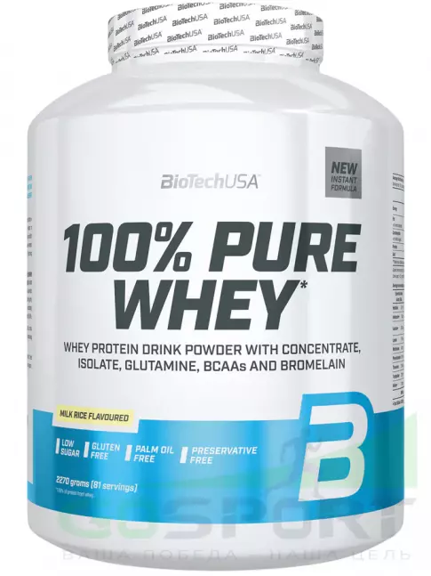Сывороточный протеин BioTechUSA 100% Pure Whey 2270 г, Рисовый пудинг