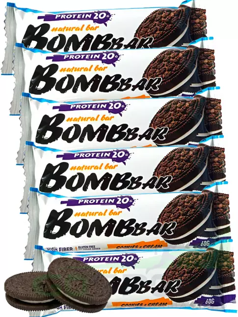 Протеиновый батончик BombBar Protein Bar 6 x 60 г, Печенье с кремом