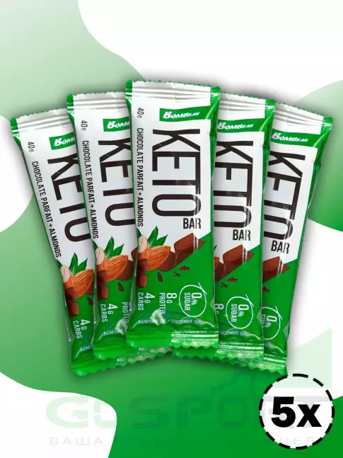 Протеиновый батончик BombBar Батончики Bombbar KETO 5 x 40 г, Шоколадное парфе - Миндаль Протеиновый батончик BombBar Батончики Bombbar KETO 5 x 40 г, Шоколадное парфе - Миндаль