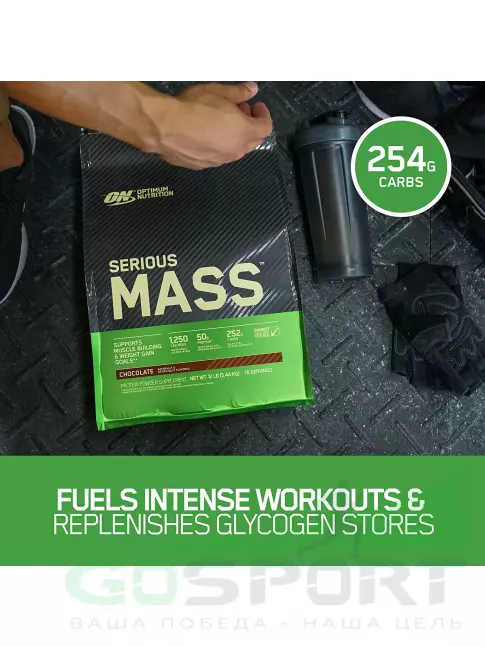 Гейнер OPTIMUM NUTRITION Serious Mass 5440 г, Шоколадно- арахисовое масло