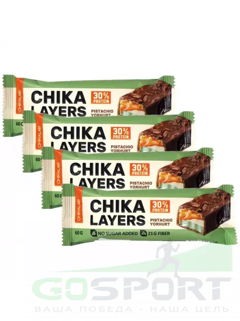 Протеиновый батончик Chikalab Chika Layers 4 х 60 г, Фисташковый йогурт